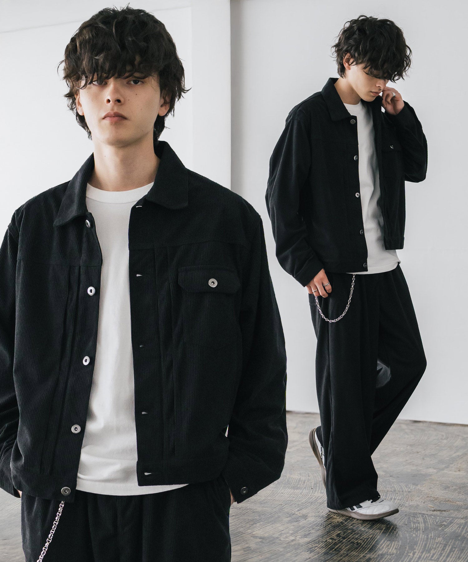 【希少】ヴィンテージ コーデュロイジャケット ブラック　短丈 コーデュロイセットアップ 1stショートジャケット/短丈ブルゾン