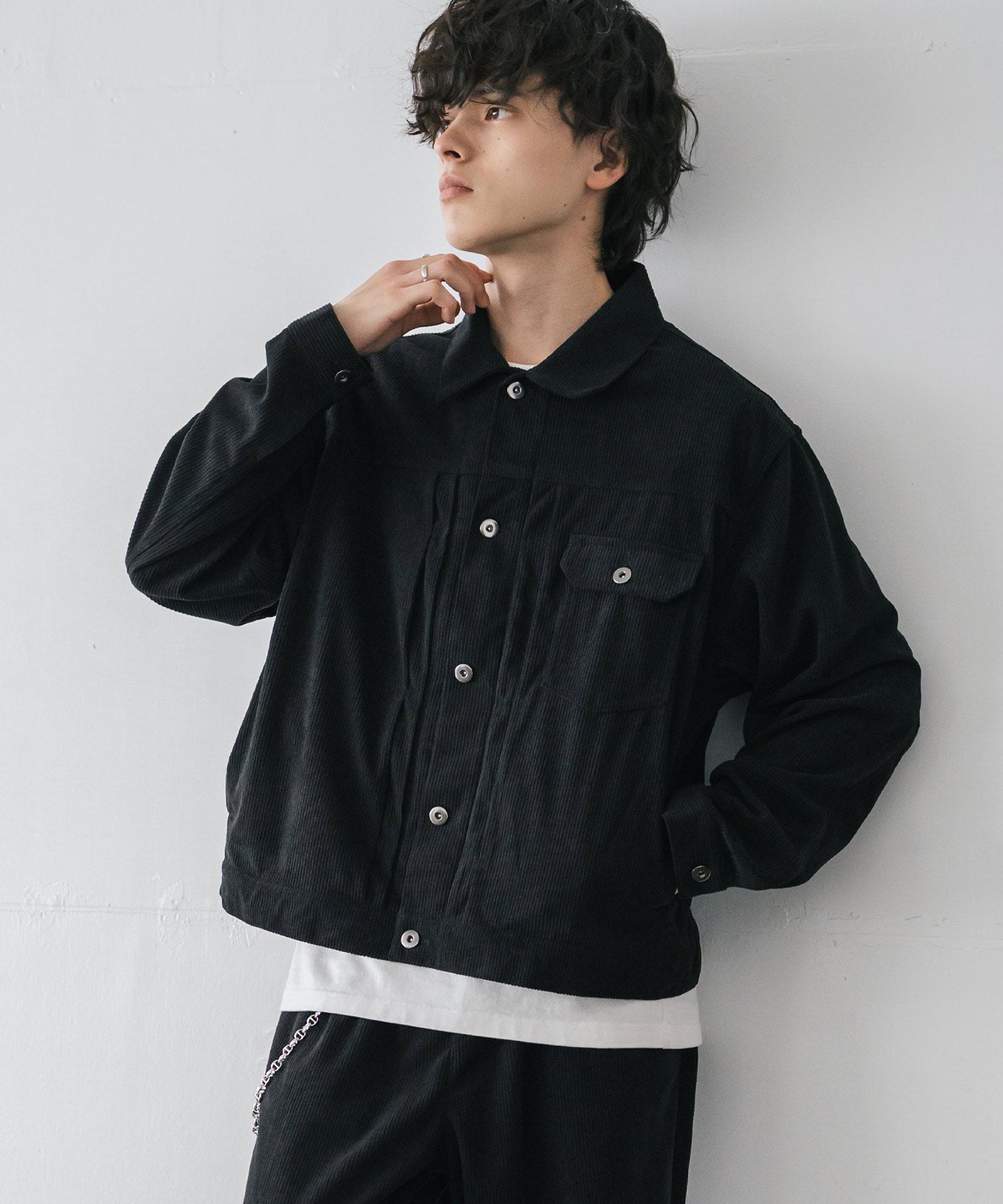 【希少】ヴィンテージ コーデュロイジャケット ブラック　短丈 コーデュロイセットアップ 1stショートジャケット/短丈ブルゾン