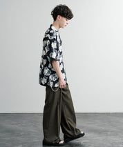 Upscape Audience アップスケープ オーディエンス 日本製 国産 オーバーサイズ 丹後ライトアムンゼン 梨地 カスリライクプリント半袖開襟シャツ AUD6607 14693