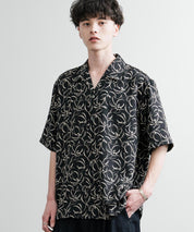 Upscape Audience アップスケープオーディエンス 日本製 国産 オーバーサイズ 丹後ライトアムンゼン 梨地 捺染マシンプリント半袖開襟シャツ AUD6608 14694