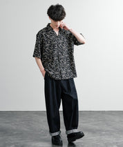 Upscape Audience アップスケープオーディエンス 日本製 国産 オーバーサイズ 丹後ライトアムンゼン 梨地 捺染マシンプリント半袖開襟シャツ AUD6608 14694