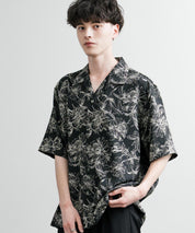 Upscape Audience アップスケープオーディエンス 日本製 国産 オーバーサイズ 丹後ライトアムンゼン 梨地 捺染マシンプリント半袖開襟シャツ AUD6608 14694