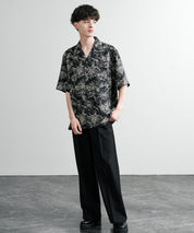 Upscape Audience アップスケープオーディエンス 日本製 国産 オーバーサイズ 丹後ライトアムンゼン 梨地 捺染マシンプリント半袖開襟シャツ AUD6608 14694