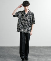 Upscape Audience アップスケープオーディエンス 日本製 国産 オーバーサイズ 丹後ライトアムンゼン 梨地 捺染マシンプリント半袖開襟シャツ AUD6608 14694