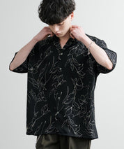 Upscape Audience アップスケープオーディエンス 日本製 国産 オーバーサイズ 丹後ライトアムンゼン 梨地 捺染マシンプリント半袖開襟シャツ AUD6608 14694