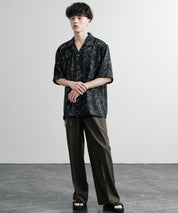 Upscape Audience アップスケープオーディエンス 日本製 国産 オーバーサイズ 丹後ライトアムンゼン 梨地 捺染マシンプリント半袖開襟シャツ AUD6608 14694