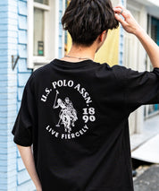 U.S.POLO ASSN. ユーエスポロアッスン バックプリント/無地/ボーダー オーバーサイズクルーショートスリーブTシャツ