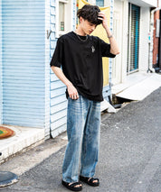 U.S.POLO ASSN. ユーエスポロアッスン バックプリント/無地/ボーダー オーバーサイズクルーショートスリーブTシャツ