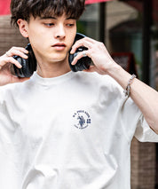 U.S.POLO ASSN. ユーエスポロアッスン バックプリント/無地/ボーダー オーバーサイズクルーショートスリーブTシャツ