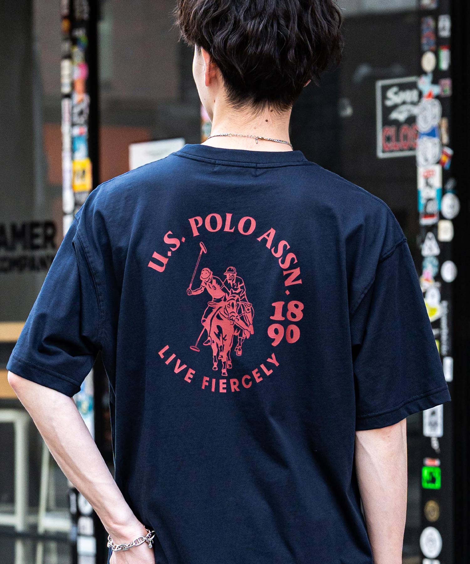 ボーダー オーバーサイズクルーショートスリーブTシャツ