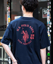 U.S.POLO ASSN. ユーエスポロアッスン バックプリント/無地/ボーダー オーバーサイズクルーショートスリーブTシャツ