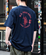 U.S.POLO ASSN. ユーエスポロアッスン バックプリント/無地/ボーダー オーバーサイズクルーショートスリーブTシャツ