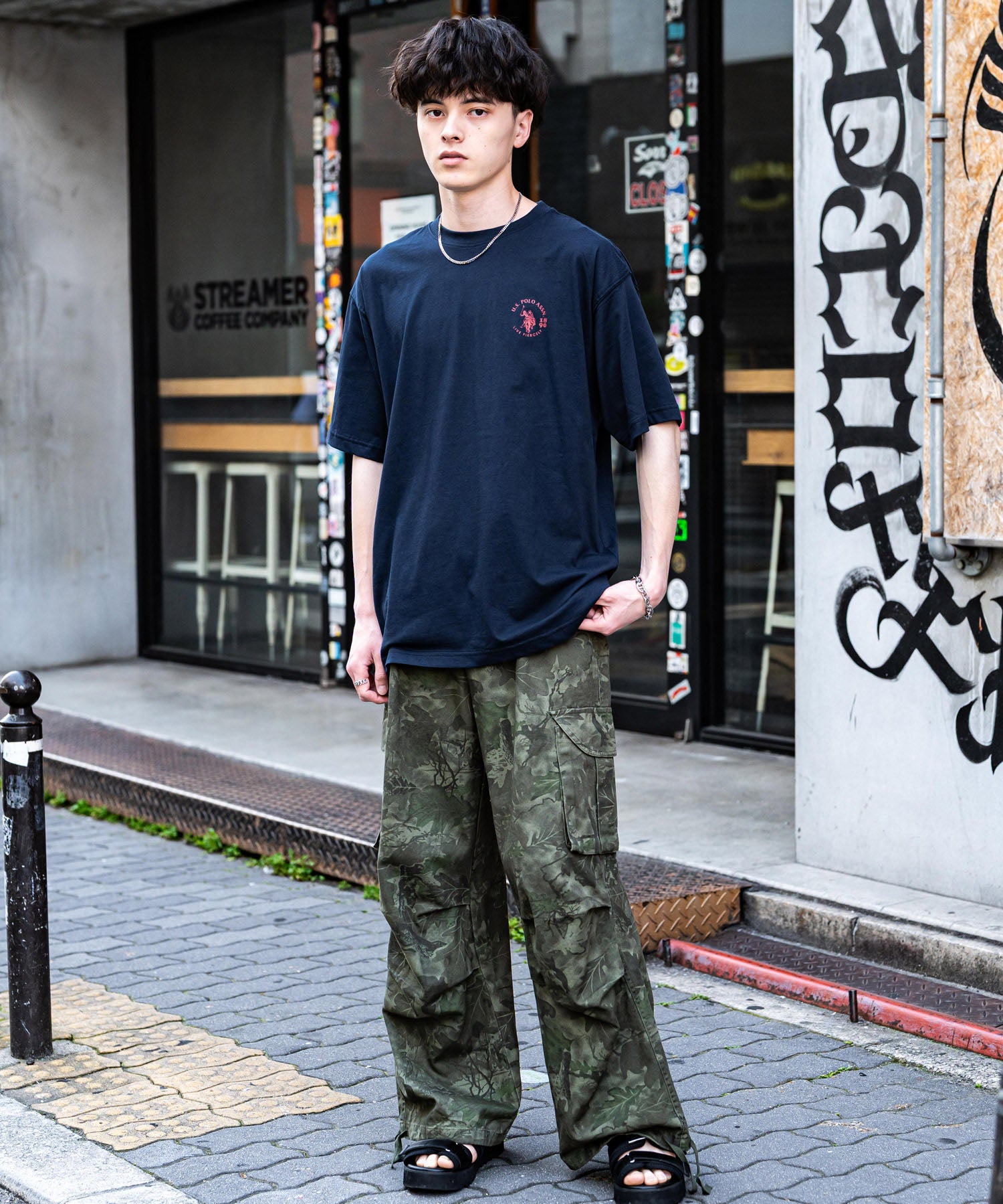 U.S.POLO ASSN. ユーエスポロアッスン バックプリント/無地/ボーダー オーバーサイズクルーショートスリーブTシャツ