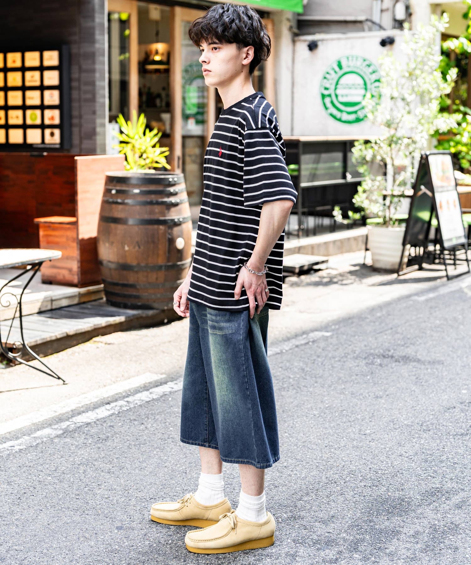 U.S.POLO ASSN. ユーエスポロアッスン バックプリント/無地/ボーダー オーバーサイズクルーショートスリーブTシャツ
