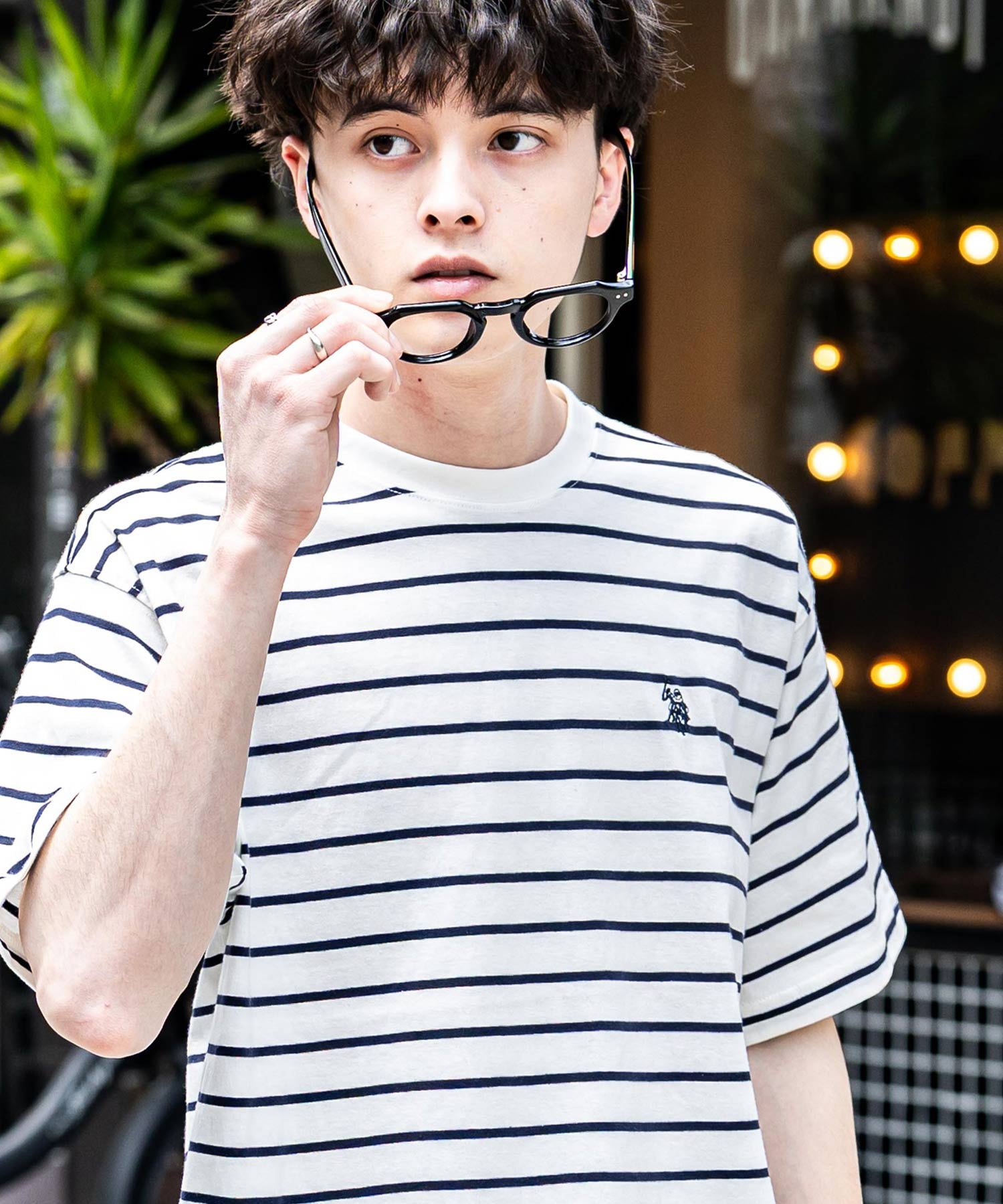 U.S.POLO ASSN. ユーエスポロアッスン バックプリント/無地/ボーダー オーバーサイズクルーショートスリーブTシャツ