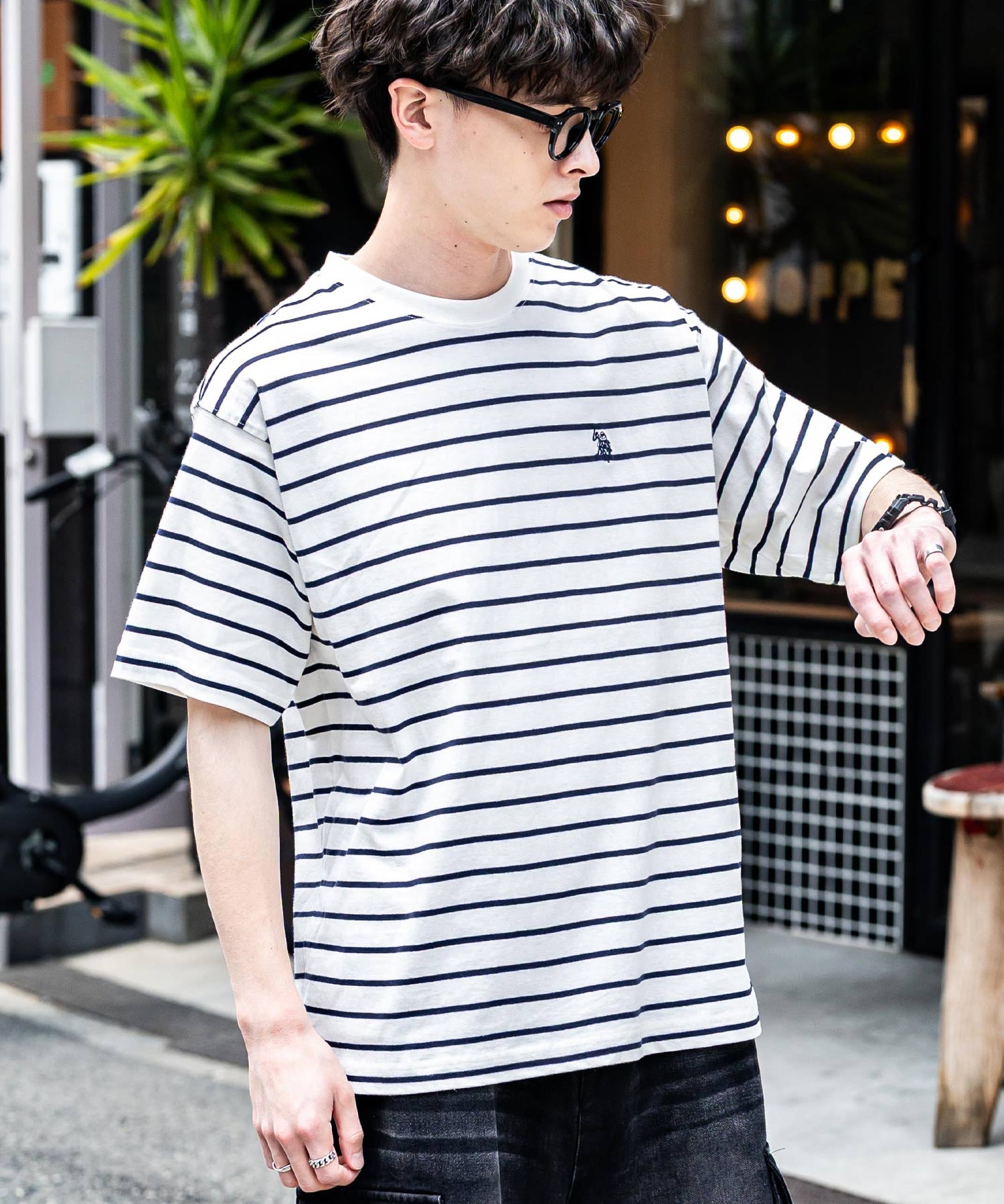 U.S.POLO ASSN. ユーエスポロアッスン バックプリント/無地/ボーダー オーバーサイズクルーショートスリーブTシャツ