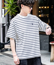 U.S.POLO ASSN. ユーエスポロアッスン バックプリント/無地/ボーダー オーバーサイズクルーショートスリーブTシャツ