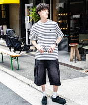 U.S.POLO ASSN. ユーエスポロアッスン バックプリント/無地/ボーダー オーバーサイズクルーショートスリーブTシャツ