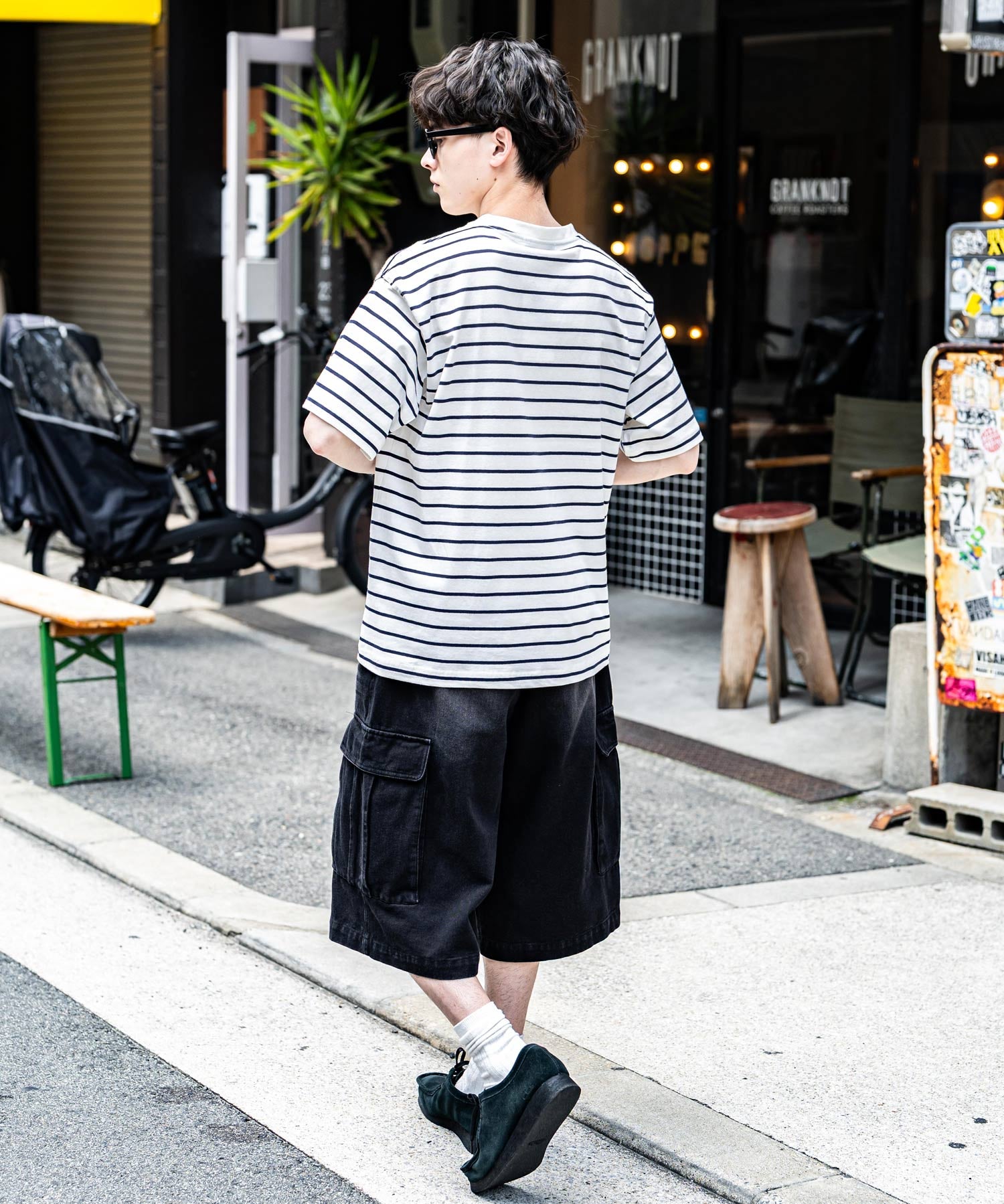 U.S.POLO ASSN. ユーエスポロアッスン バックプリント/無地/ボーダー オーバーサイズクルーショートスリーブTシャツ
