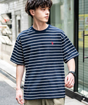 U.S.POLO ASSN. ユーエスポロアッスン バックプリント/無地/ボーダー オーバーサイズクルーショートスリーブTシャツ