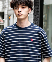 U.S.POLO ASSN. ユーエスポロアッスン バックプリント/無地/ボーダー オーバーサイズクルーショートスリーブTシャツ