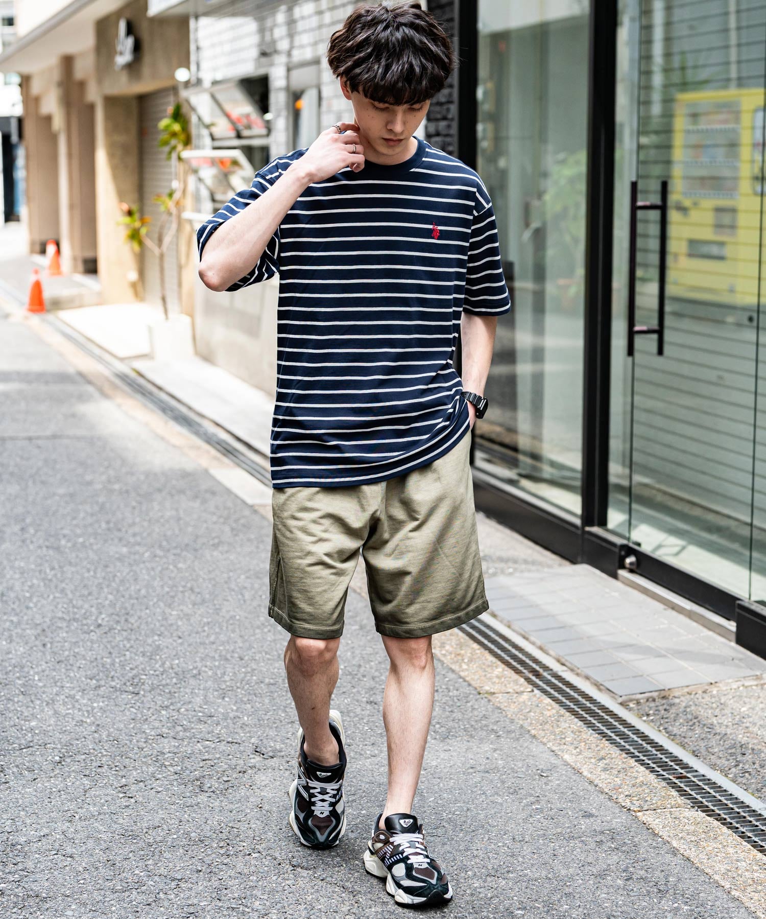 U.S.POLO ASSN. ユーエスポロアッスン バックプリント/無地/ボーダー オーバーサイズクルーショートスリーブTシャツ