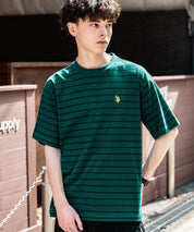 U.S.POLO ASSN. ユーエスポロアッスン バックプリント/無地/ボーダー オーバーサイズクルーショートスリーブTシャツ
