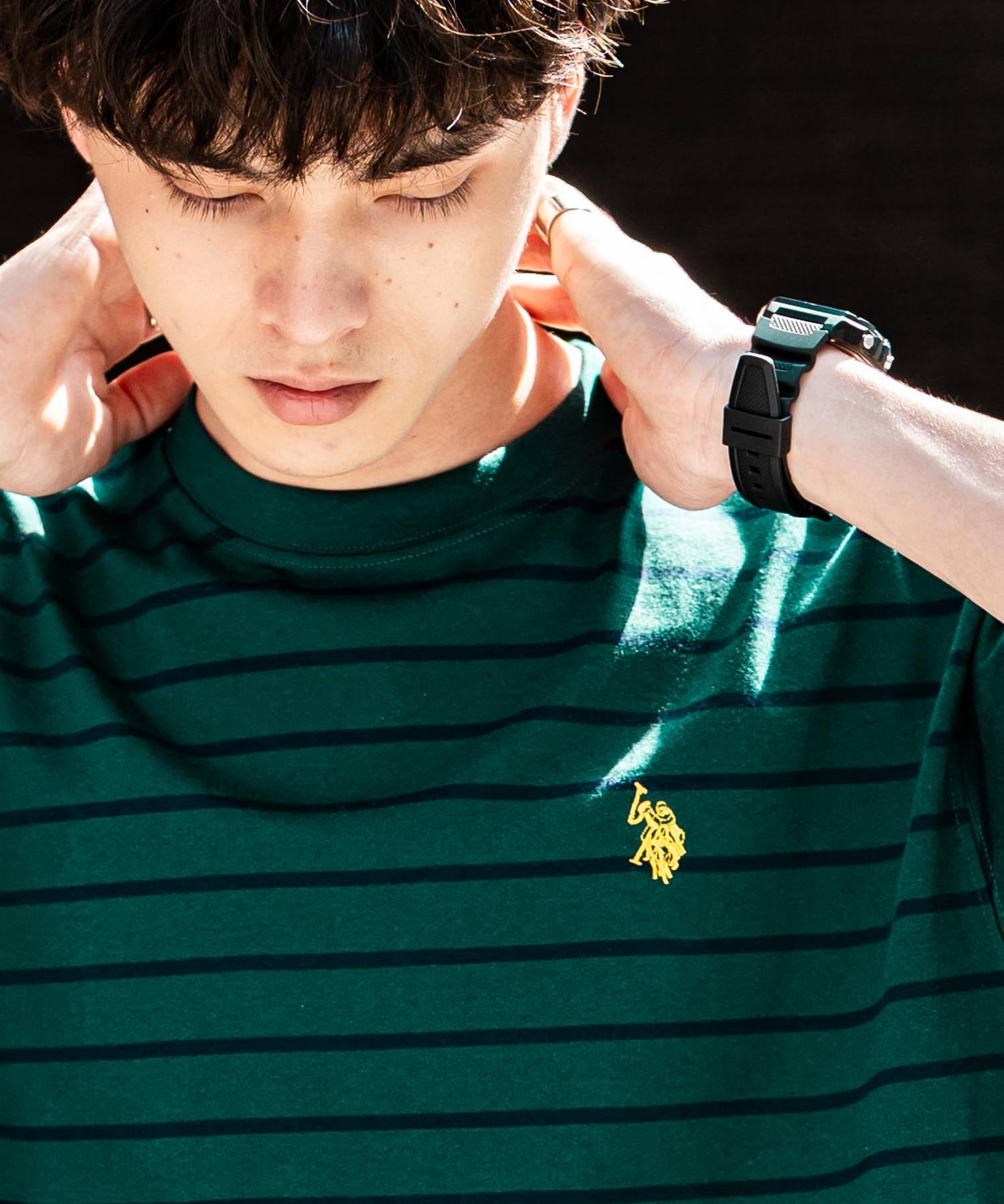 U.S.POLO ASSN. ユーエスポロアッスン バックプリント/無地/ボーダー オーバーサイズクルーショートスリーブTシャツ