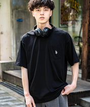 U.S.POLO ASSN. ユーエスポロアッスン バックプリント/無地/ボーダー オーバーサイズクルーショートスリーブTシャツ
