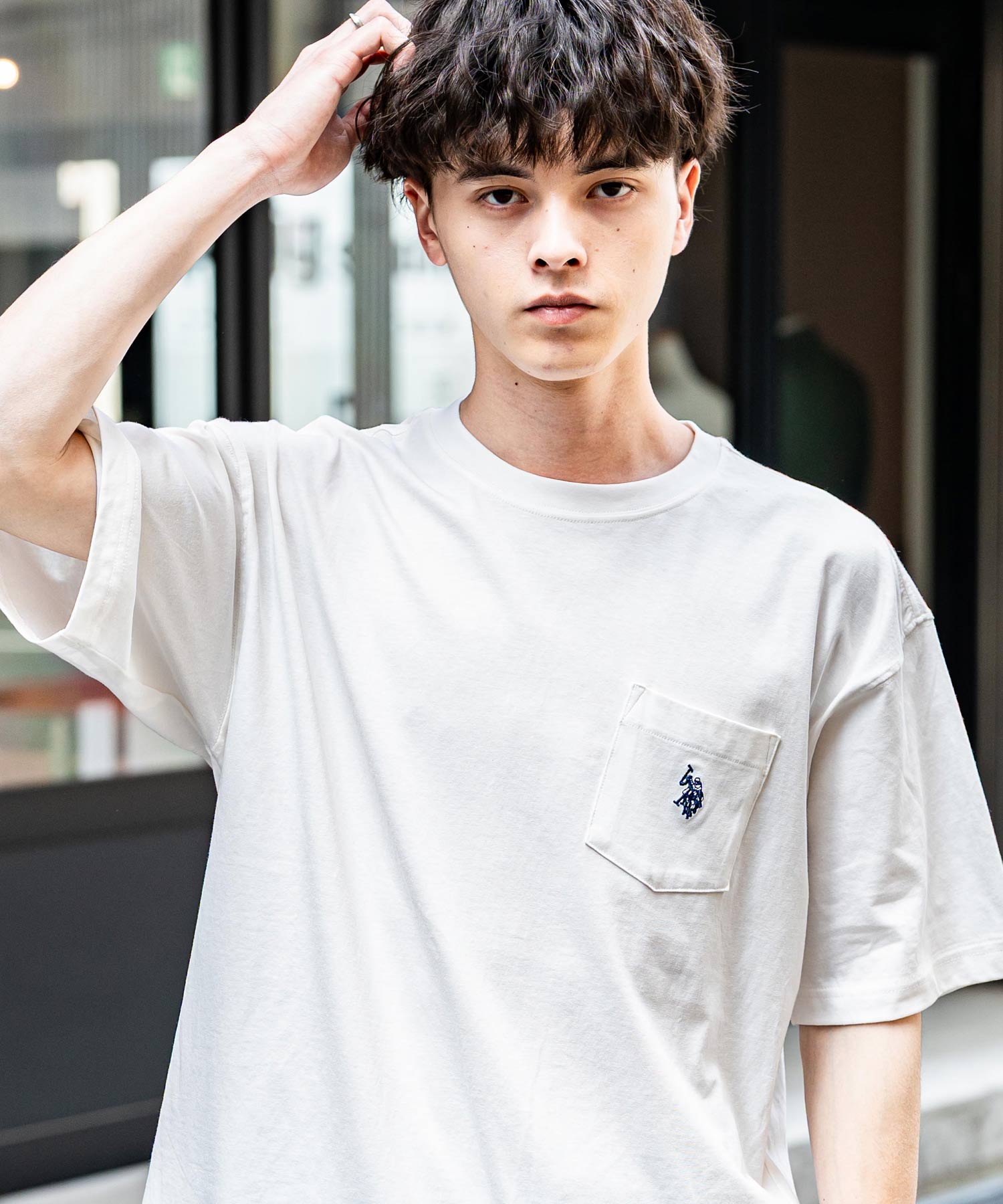 ボーダー オーバーサイズクルーショートスリーブTシャツ