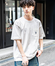 U.S.POLO ASSN. ユーエスポロアッスン バックプリント/無地/ボーダー オーバーサイズクルーショートスリーブTシャツ