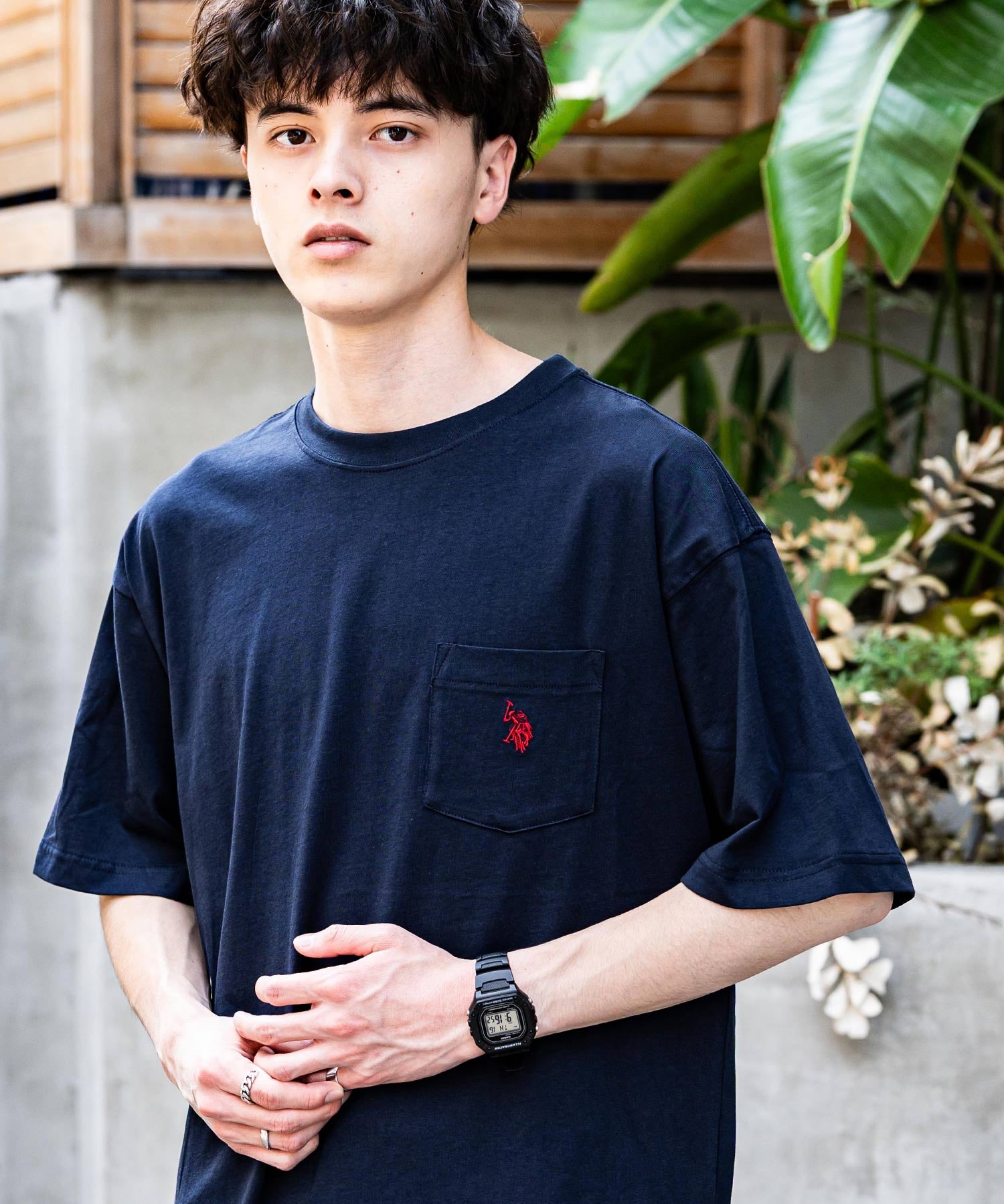 U.S.POLO ASSN. ユーエスポロアッスン バックプリント/無地/ボーダー オーバーサイズクルーショートスリーブTシャツ