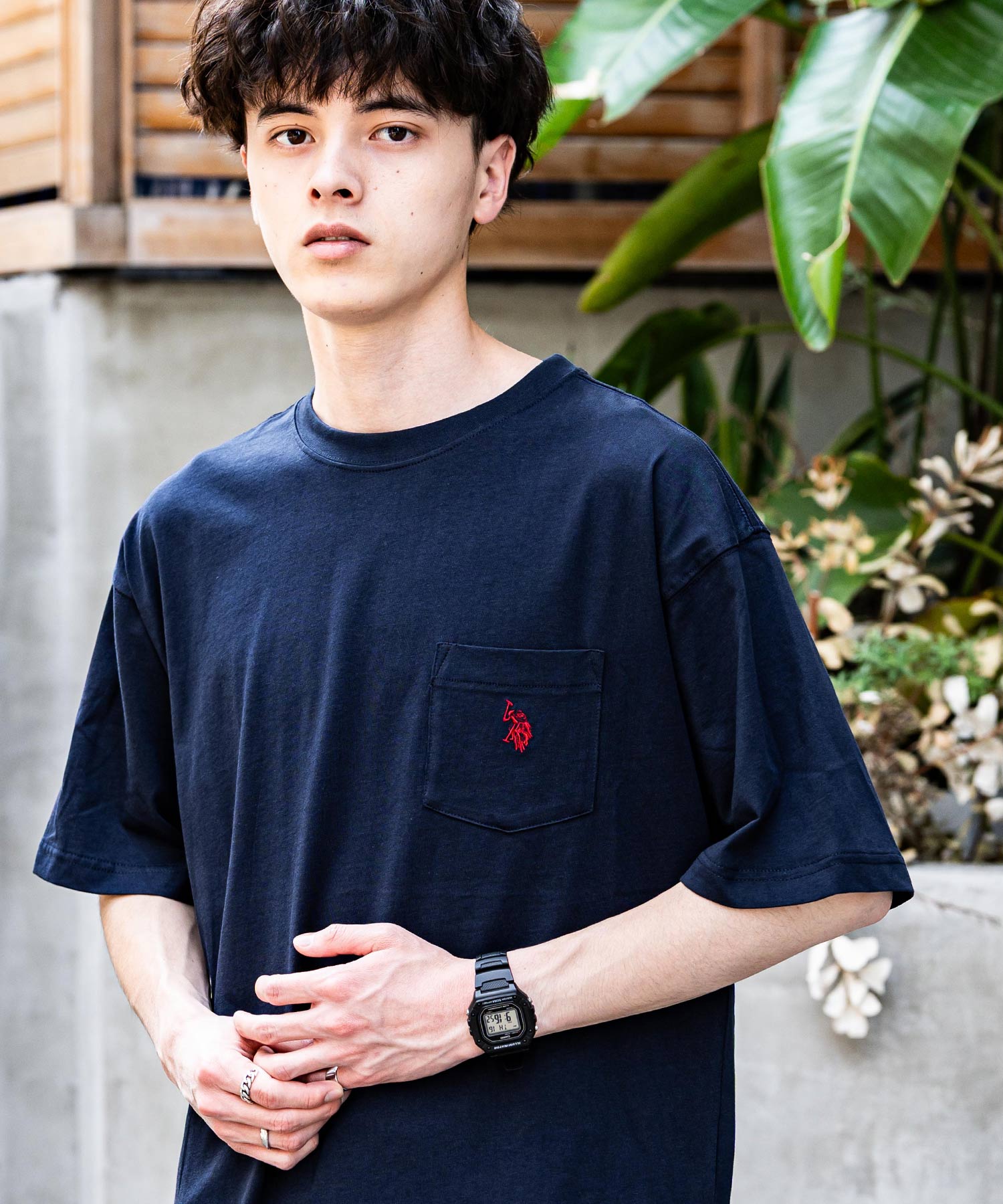 ボーダー オーバーサイズクルーショートスリーブTシャツ