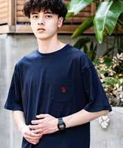 U.S.POLO ASSN. ユーエスポロアッスン バックプリント/無地/ボーダー オーバーサイズクルーショートスリーブTシャツ