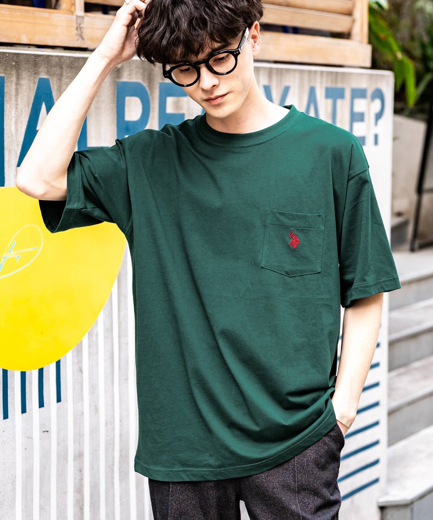U.S.POLO ASSN. ユーエスポロアッスン バックプリント/無地/ボーダー オーバーサイズクルーショートスリーブTシャツ