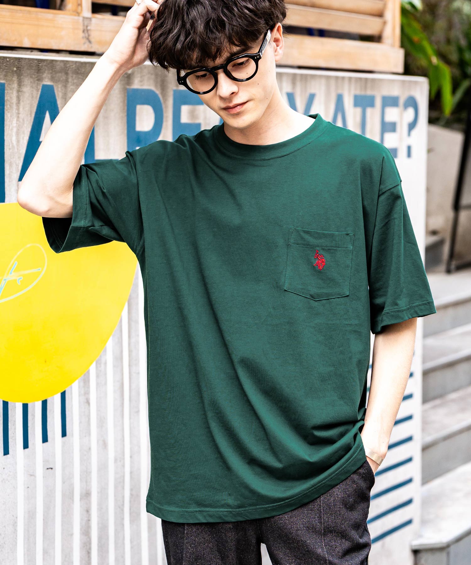 ボーダー オーバーサイズクルーショートスリーブTシャツ