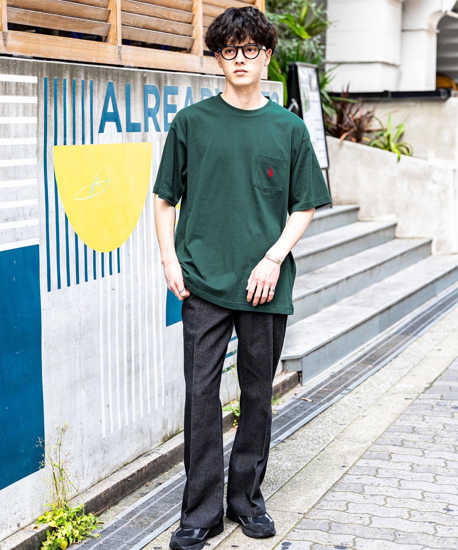 U.S.POLO ASSN. ユーエスポロアッスン バックプリント/無地/ボーダー オーバーサイズクルーショートスリーブTシャツ