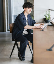 セットアップ 接触冷感オーバーサイズ開襟半袖シャツ セミワイドイージーパンツ