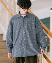 オーバーサイズTCブロード胸ポケット付きレギュラーカラー長袖シャツ 14718