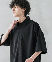 新色追加 接触冷感多機能素材リネンライクオーバーサイズレギュラーカラー半袖シャツ 14749