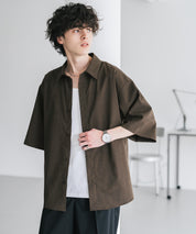 新色追加 接触冷感多機能素材リネンライクオーバーサイズレギュラーカラー半袖シャツ 14749