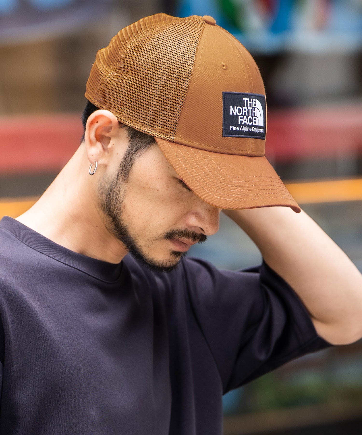 THE NORTH FACE ザ・ノースフェイス MUDDER TRUCKER メッシュスナップバックキャップ ロゴワッペンベースボールキャップ