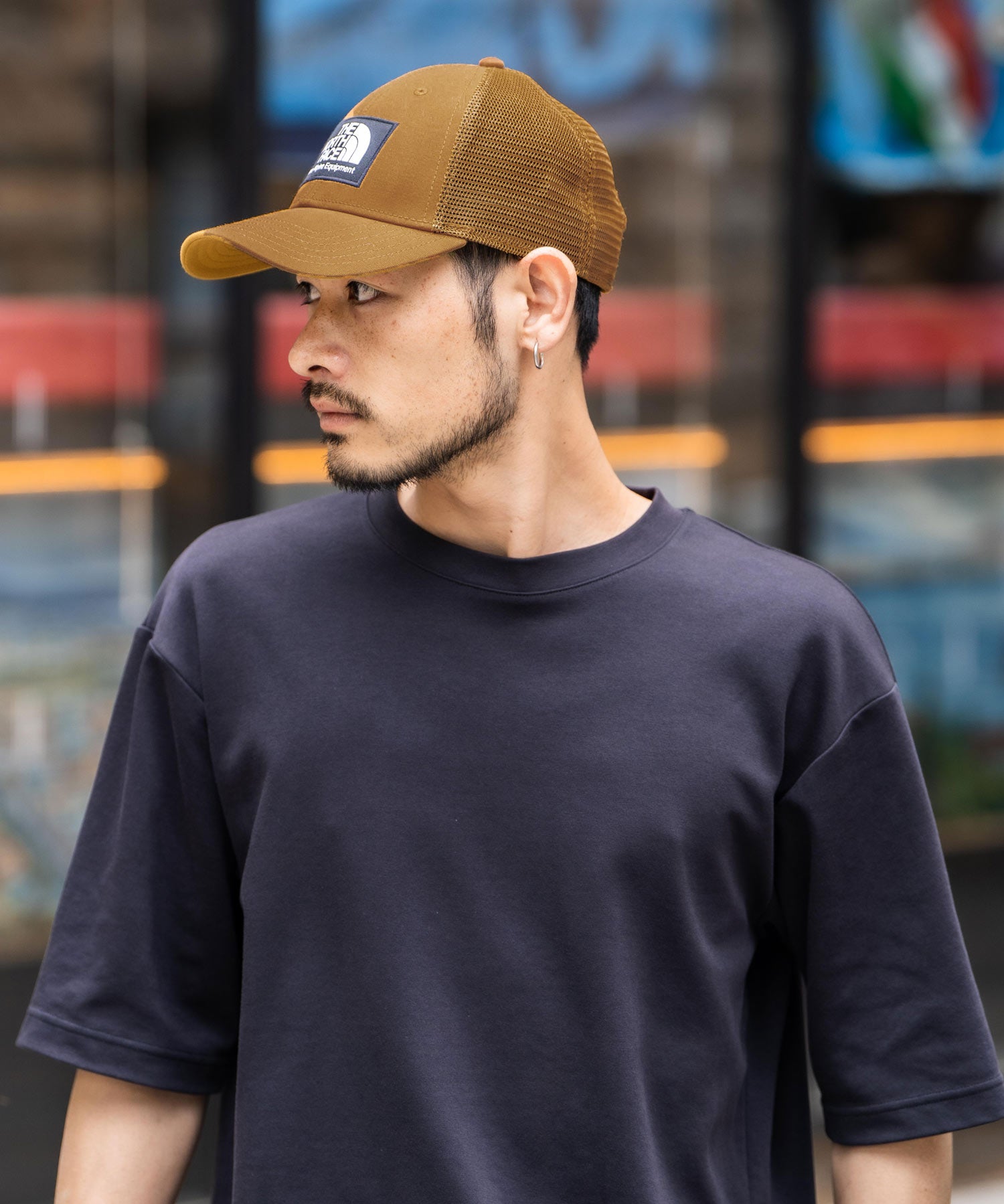THE NORTH FACE ザ・ノースフェイス MUDDER TRUCKER メッシュスナップバックキャップ ロゴワッペンベースボールキャップ