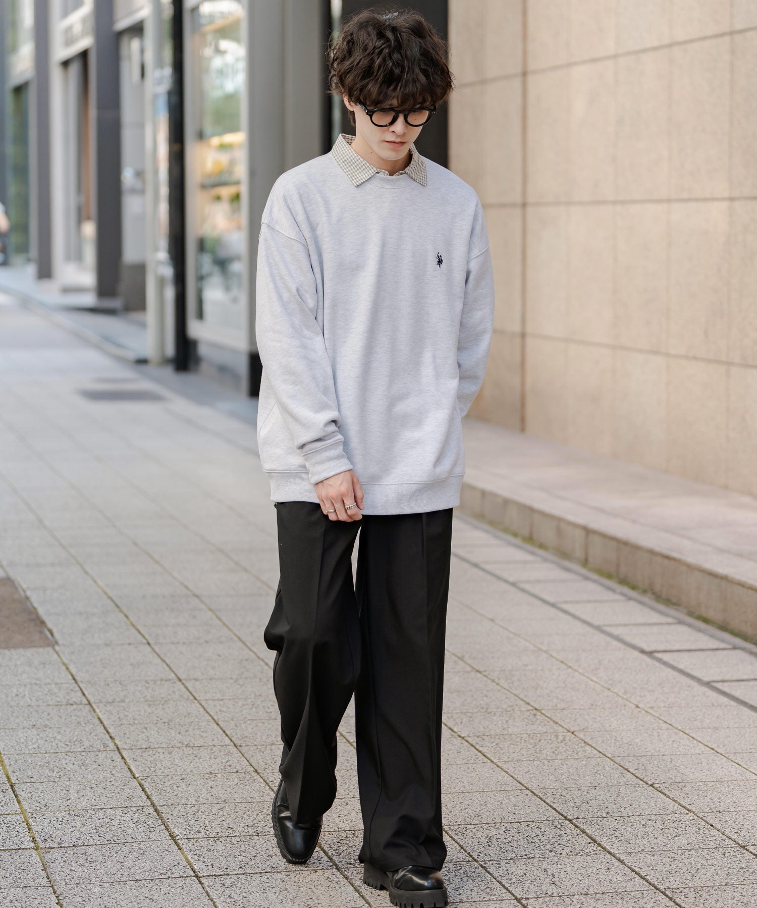 U.S. POLO ASSN. ユーエスポロアッスン オーバーサイズ裏起毛ワンポイントロゴ刺繍長袖スウェット	14765