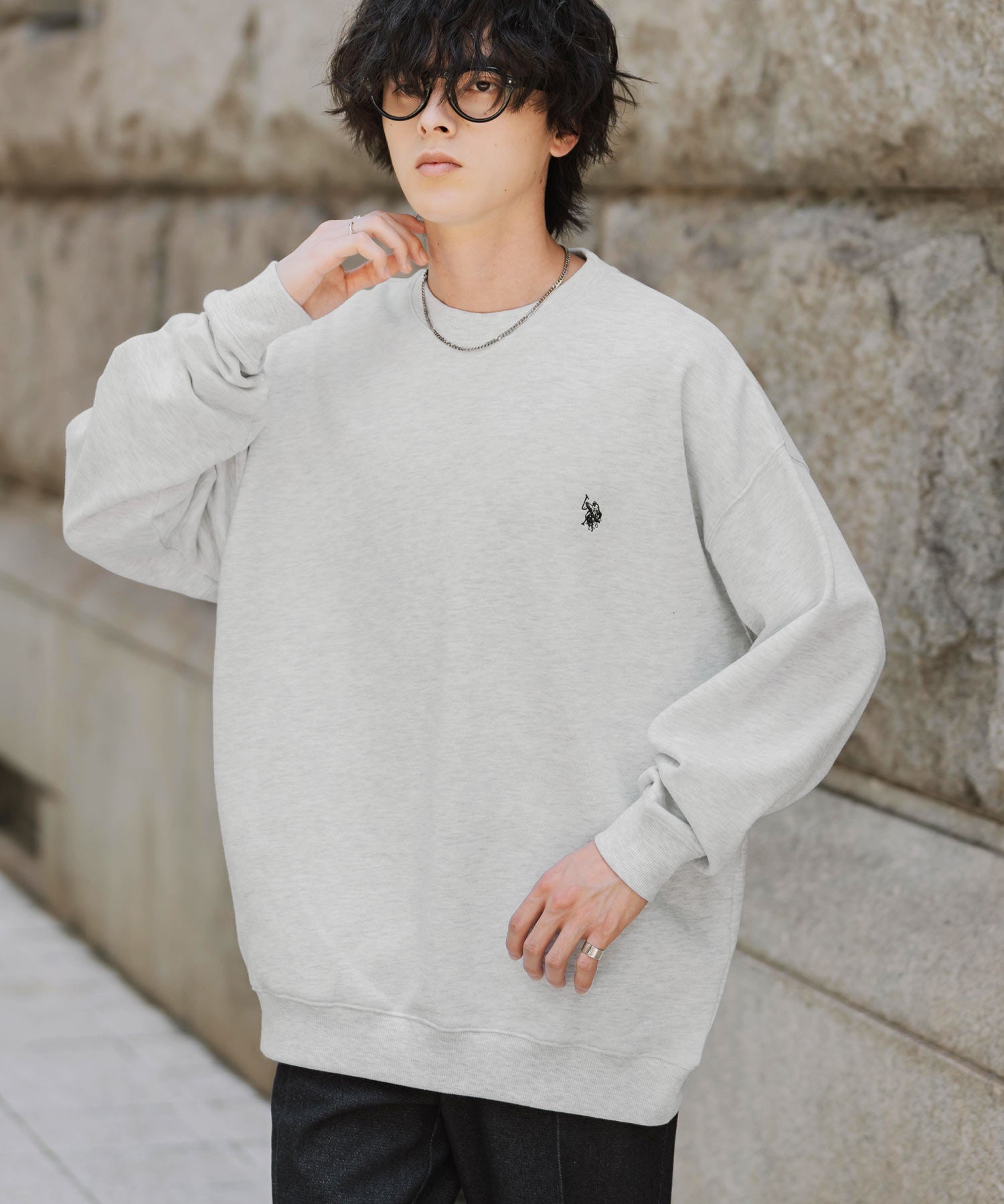 U.S. POLO ASSN. ユーエスポロアッスン オーバーサイズ裏起毛ワンポイントロゴ刺繍長袖スウェット	14765