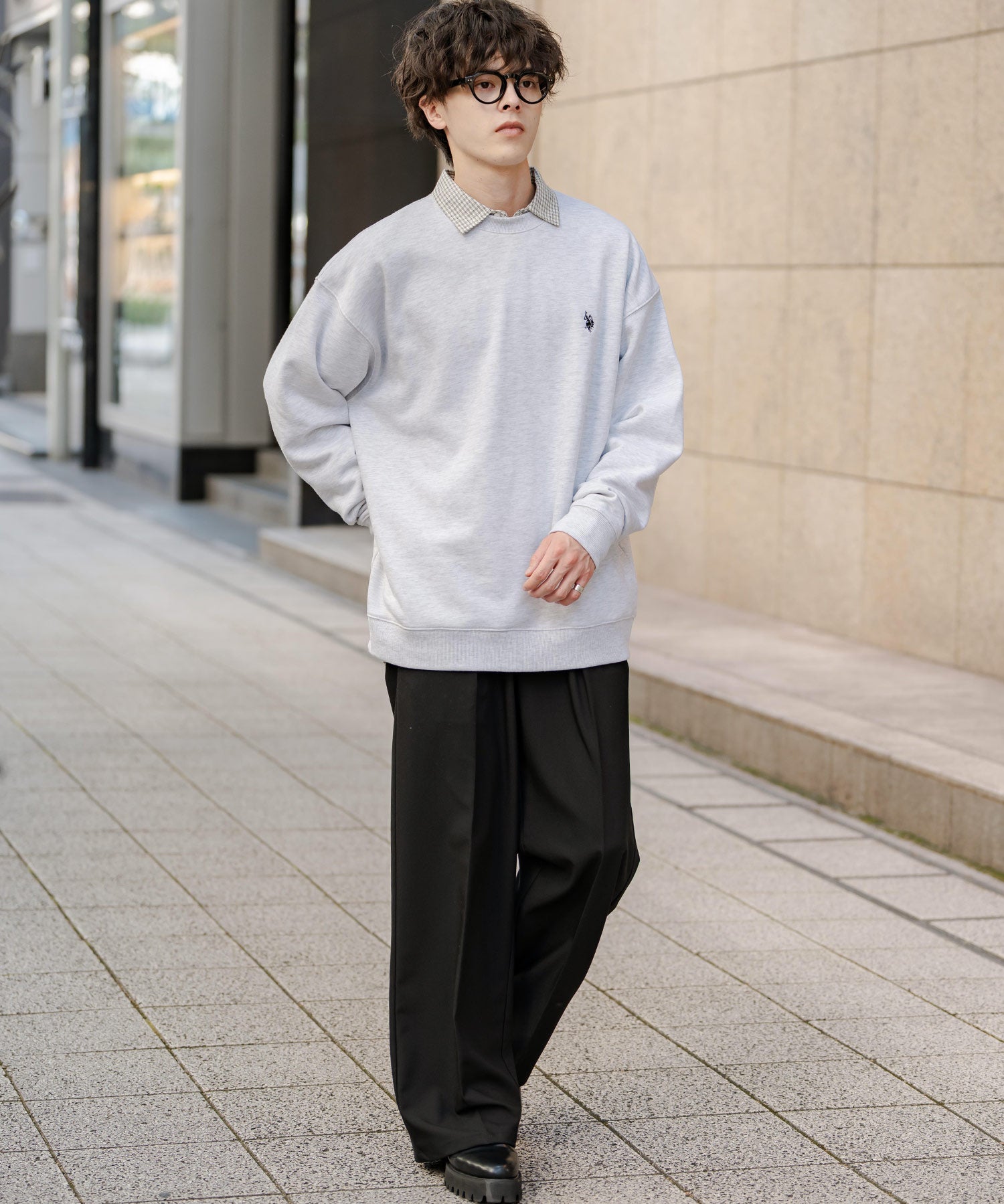 U.S. POLO ASSN. ユーエスポロアッスン オーバーサイズ裏起毛ワンポイントロゴ刺繍長袖スウェット	14765