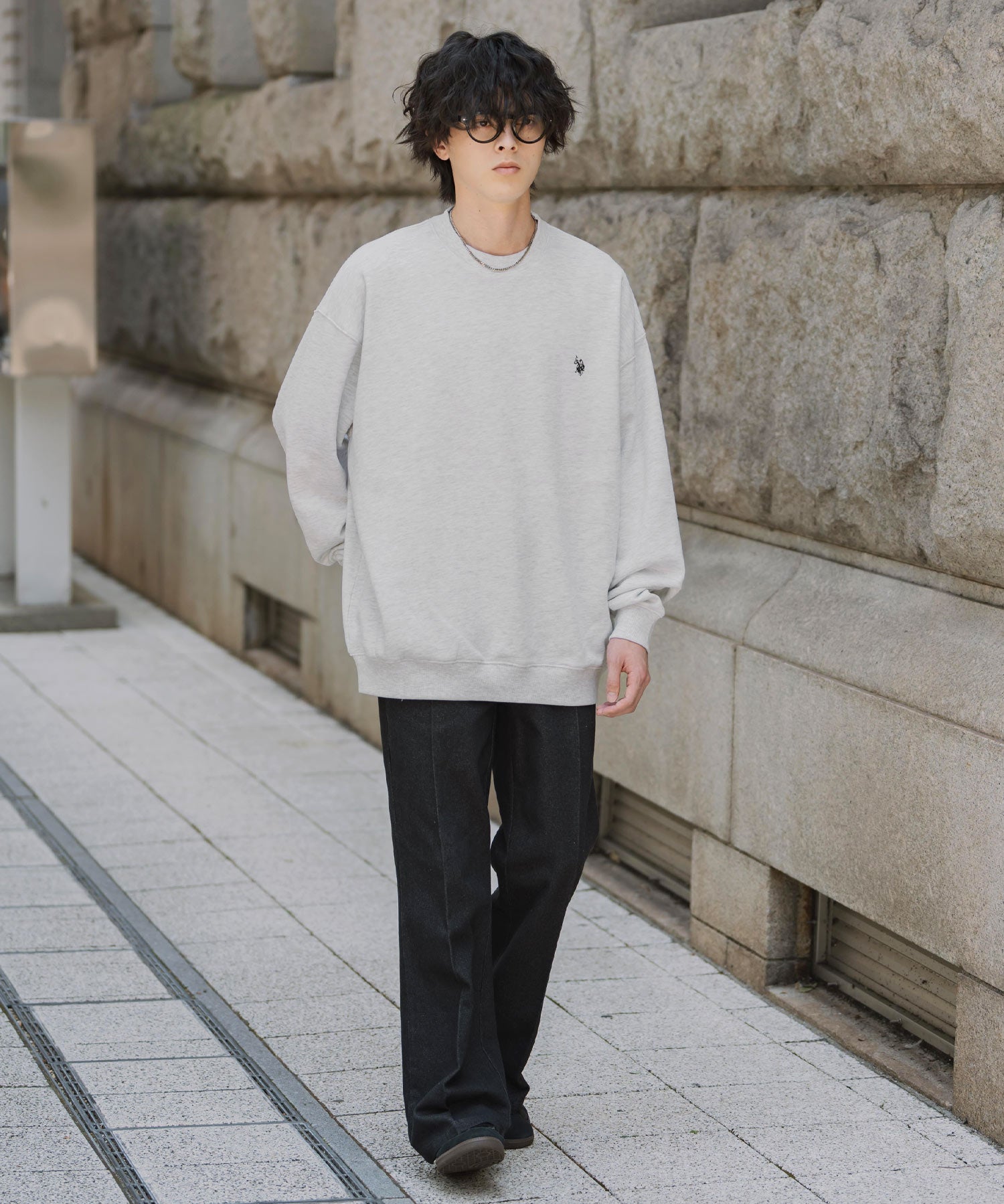 U.S. POLO ASSN. ユーエスポロアッスン オーバーサイズ裏起毛ワンポイントロゴ刺繍長袖スウェット	14765