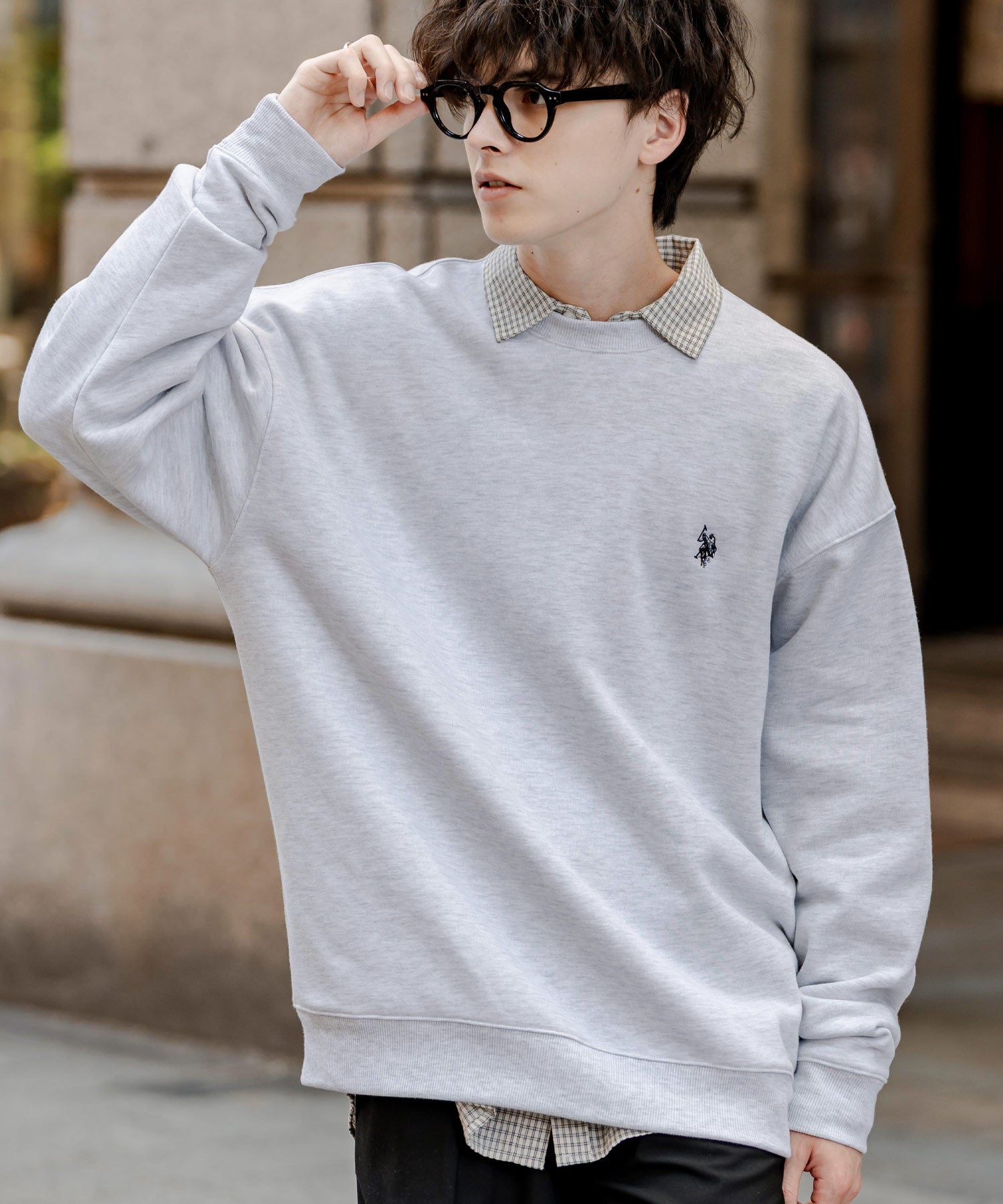 U.S. POLO ASSN. ユーエスポロアッスン オーバーサイズ裏起毛ワンポイントロゴ刺繍長袖スウェット	14765