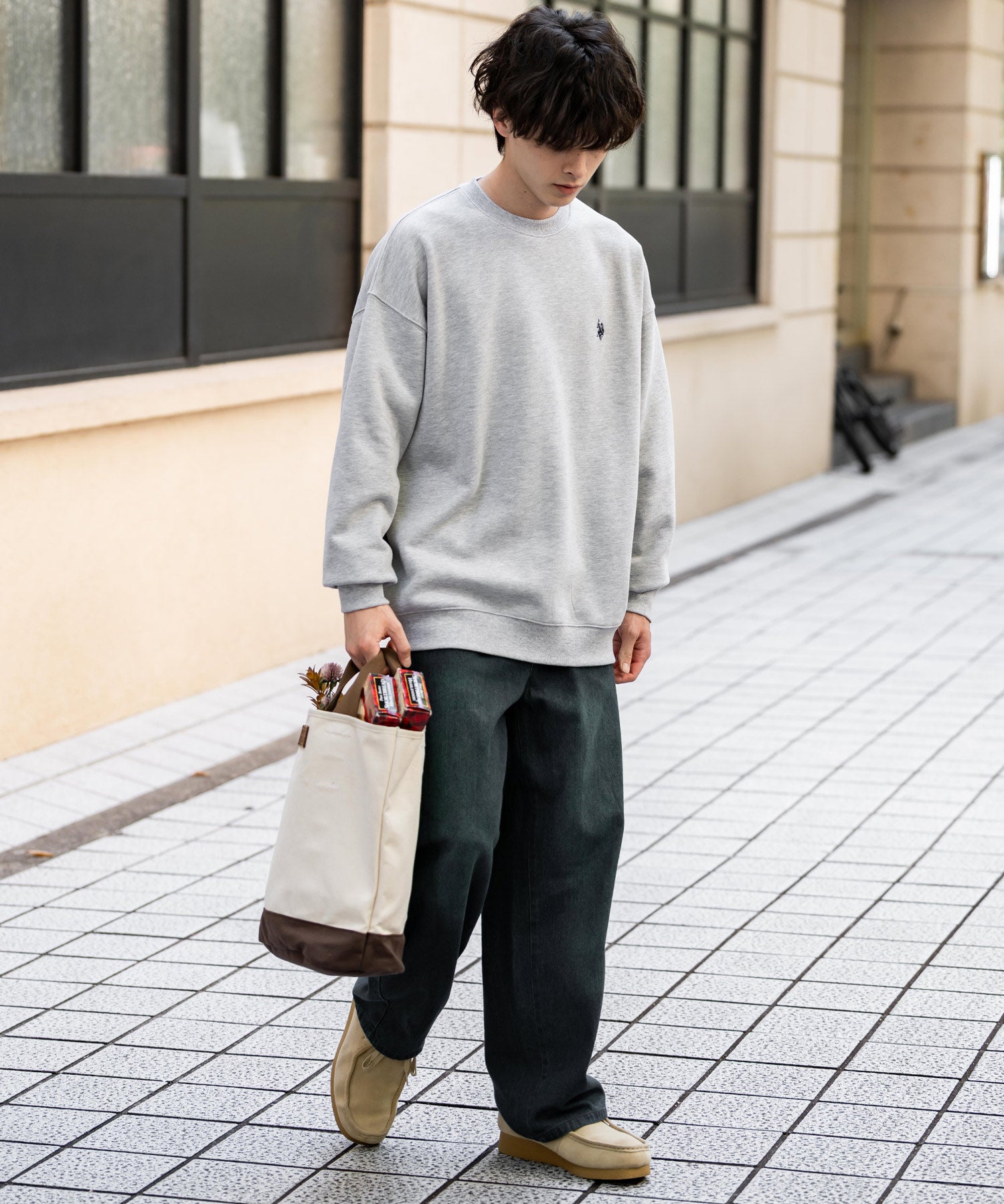 U.S. POLO ASSN. ユーエスポロアッスン オーバーサイズ裏起毛ワンポイントロゴ刺繍長袖スウェット	14765