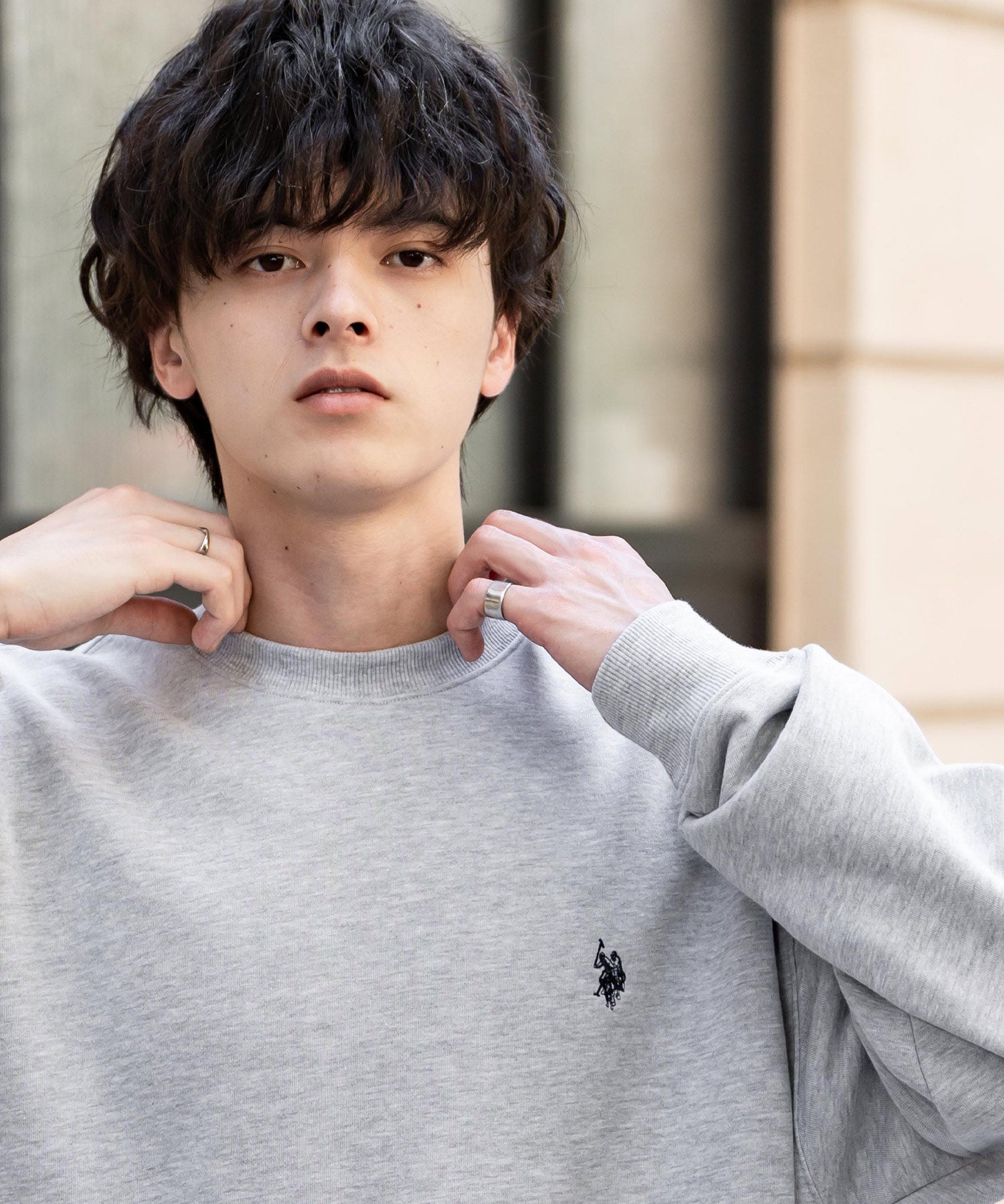 U.S. POLO ASSN. ユーエスポロアッスン オーバーサイズ裏起毛ワンポイントロゴ刺繍長袖スウェット	14765